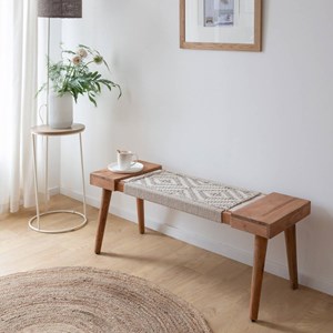 Banc en bois de manguier tissage