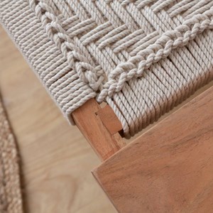 Banc en bois de manguier tissage