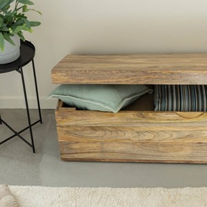 Coffre banc en bois de manguier clair babeth