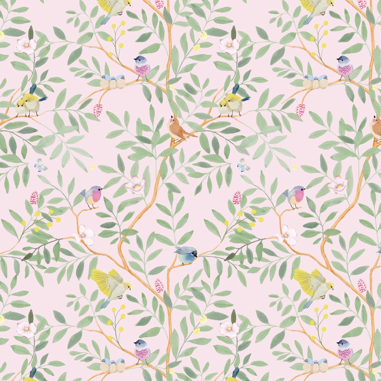 Papier peint intissé roseraie rose