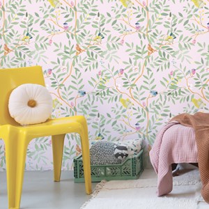 Papier peint intissé roseraie rose