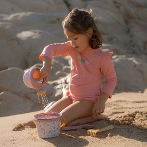 Maillot de bain manches longues 1 pièce à volants dreamy pink (3-4 ans)