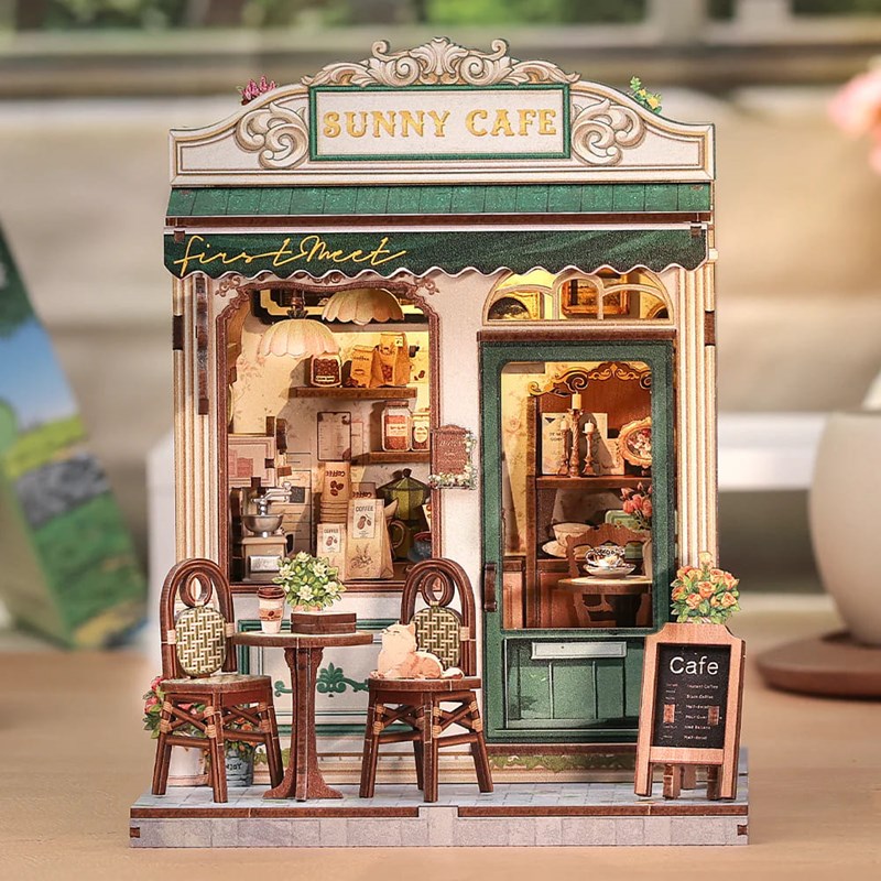 Sunny cafe - maquette booknook serre-livre