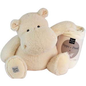Peluche l'hippo + plaid écru