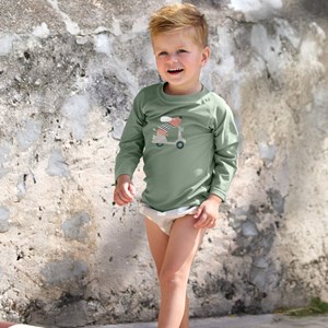 T-shirt anti-uv manches longues scooter et chien vert (19-24 mois)