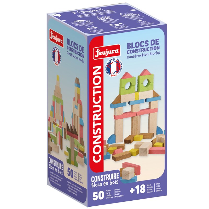 Set de 50 blocs de construction en bois