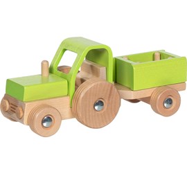 Tracteur avec remorque vert