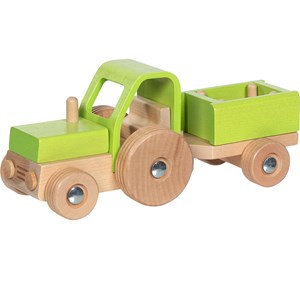 Tracteur avec remorque vert