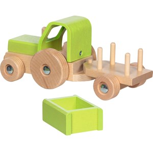 Tracteur avec remorque vert