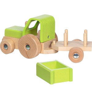 Tracteur avec remorque vert