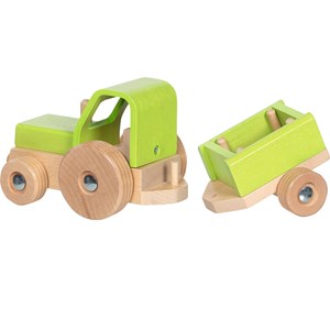 Tracteur avec remorque vert