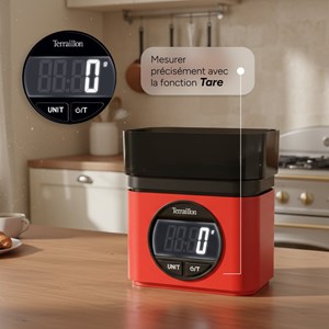 Ba22 rouge - blance de cuisine iconique, électronique avec bol