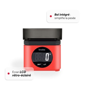 Ba22 rouge - blance de cuisine iconique, électronique avec bol