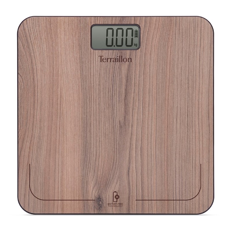 Power free -  pèse personne sans piles si batterie effet noyer (Terraillon) - Couverture