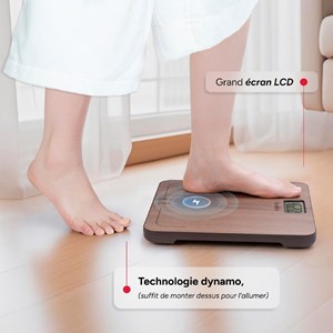 Power free -  pèse personne sans piles si batterie effet noyer