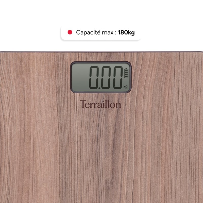 Power free -  pèse personne sans piles si batterie effet noyer (Terraillon) - Image 3