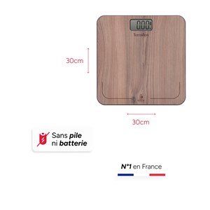 Power free -  pèse personne sans piles si batterie effet noyer