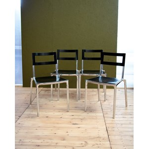 Nsemble de 4 chaises en bois et métal n°1397