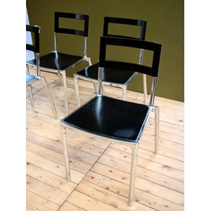 Nsemble de 4 chaises en bois et métal n°1397