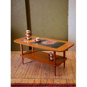 Table basse scandinave en teck et céramique n°840