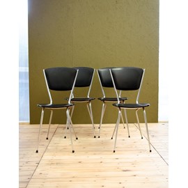 Ensemble de 4 chaises en simili cuir et métal n°1395