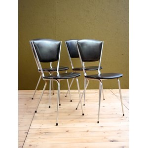 Ensemble de 4 chaises en simili cuir et métal n°1395