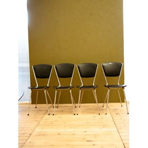 Ensemble de 4 chaises en simili cuir et métal n°1395