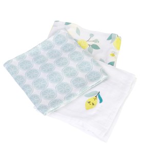 Lot de 3 langes coton bio limonade