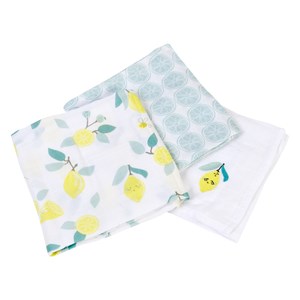 Lot de 3 langes coton bio limonade