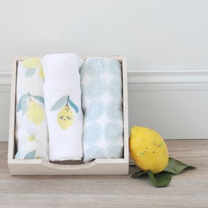 Lot de 3 langes coton bio limonade