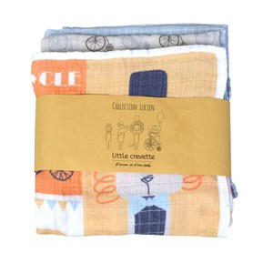 Lot de 3 langes coton bio lucien