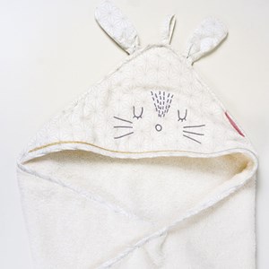 Cape de bain coton bio pompom