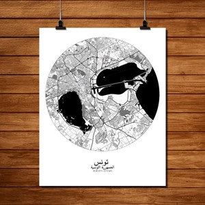 Tunis carte ville city map rond