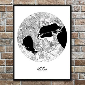 Tunis carte ville city map rond