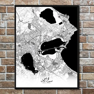 Tunis carte ville city map n&b