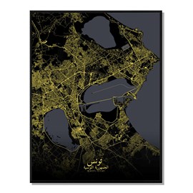 Tunis carte ville city map nuit
