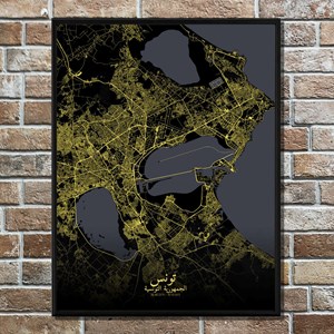 Tunis carte ville city map nuit