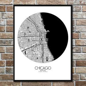 Chicago carte ville city map rond