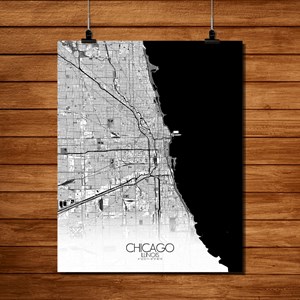 Chicago carte ville city map n&b