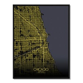 Chicago carte ville city map nuit