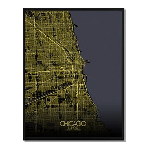 Chicago carte ville city map nuit