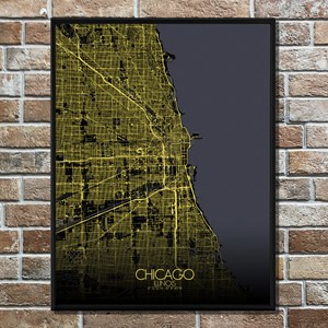 Chicago carte ville city map nuit