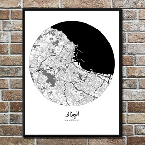 Alger carte ville city map rond