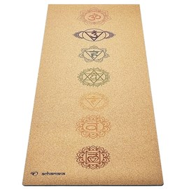 Tapis yoga liège & caoutchouc 7 chakras