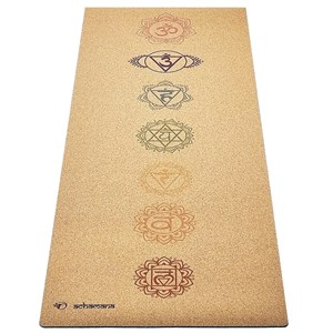 Tapis yoga liège & caoutchouc 7 chakras
