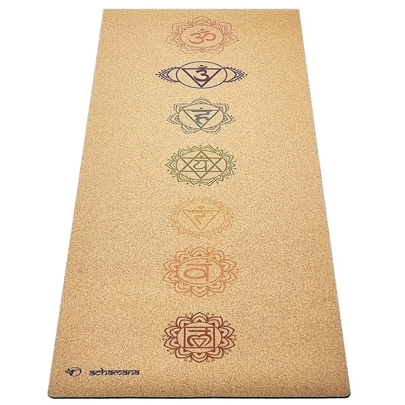 Tapis yoga liège & caoutchouc 7 chakras