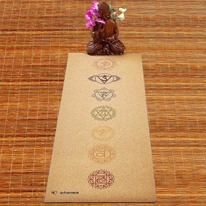 Tapis yoga liège & caoutchouc 7 chakras