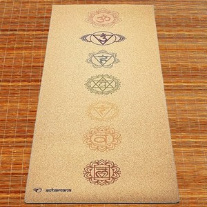 Tapis yoga liège & caoutchouc 7 chakras