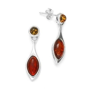 Boucles d'oreilles ambre vert et cognac