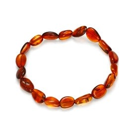 Bracelet ambre cognac élastique